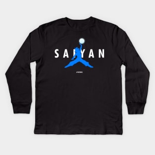 Saiyan Blue Jumpman Kids Long Sleeve T-Shirt